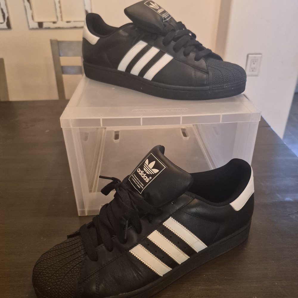 Adidas Superstar Black with White Stripes Sneakers